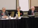 ARRL President Kay Craigie, N3KN, presided over the Board meeting. First Vice President Rick Roderick, K5UR, is at the left, and Chief Executive Officer David Sumner, K1ZZ, is at the right. [photo by Steve Ford, WB8IMY]